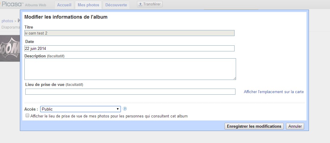 propriétés album