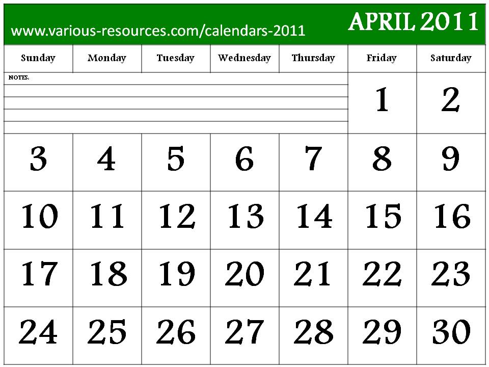 Free Printable April 2011 printable calendars for april 2011. Free Printable April 2011