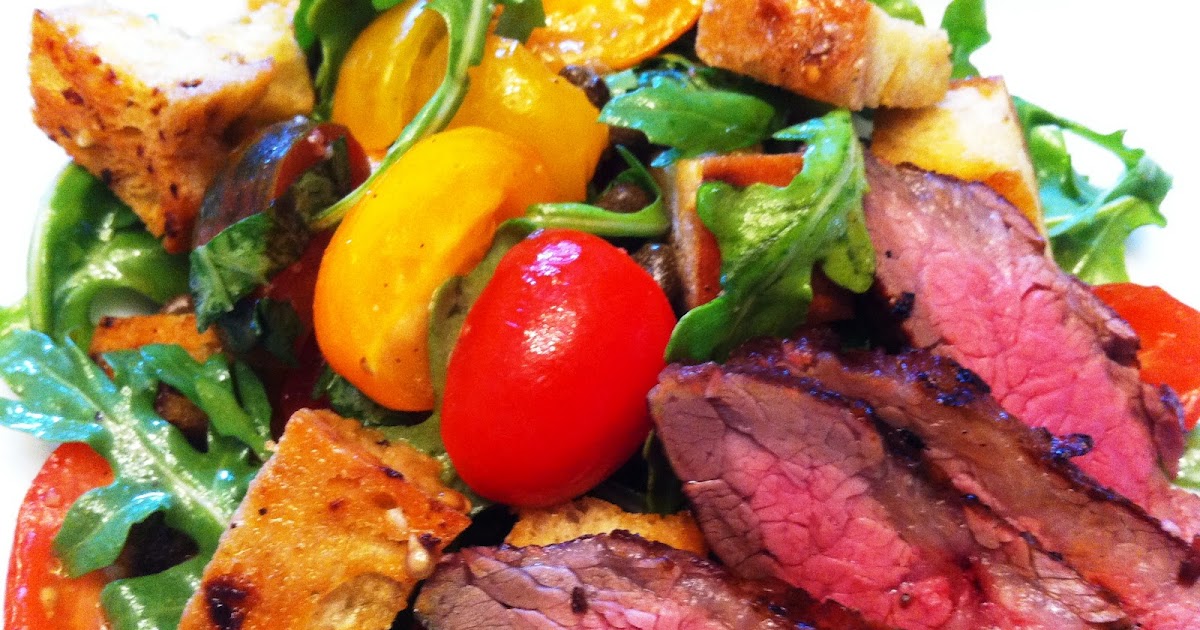 Everyday Gourmet Grilled Flank Steak and TomatoBread Salad