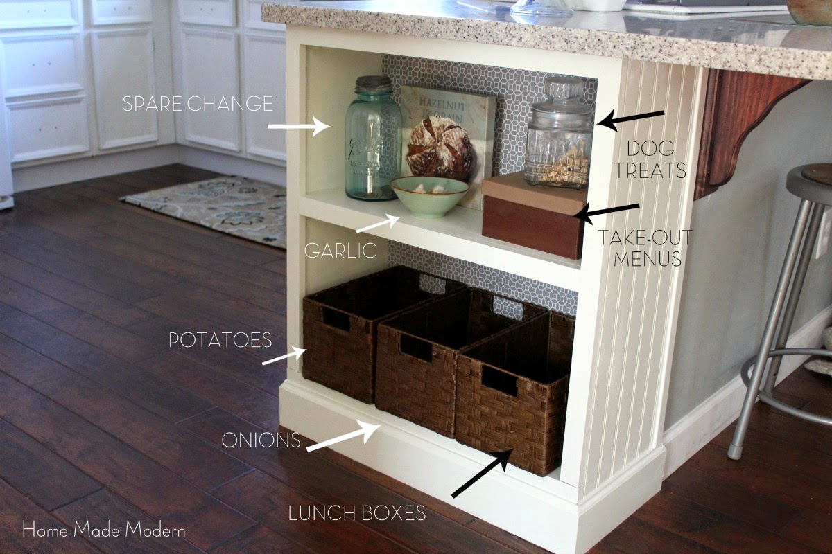 Home Made Modern Kitchen Island with Bookcase