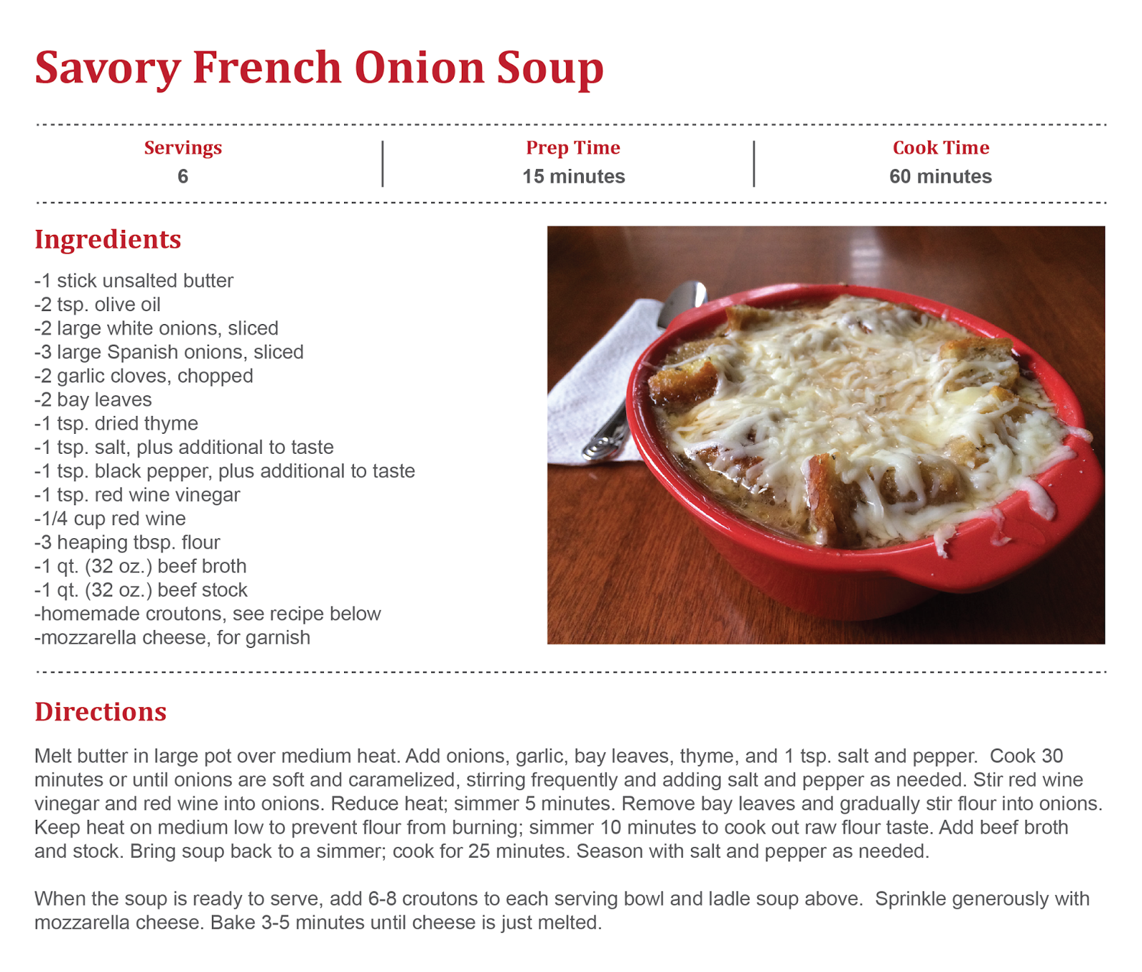 Savory French Onion Soup No Place Like Home Cleveland
