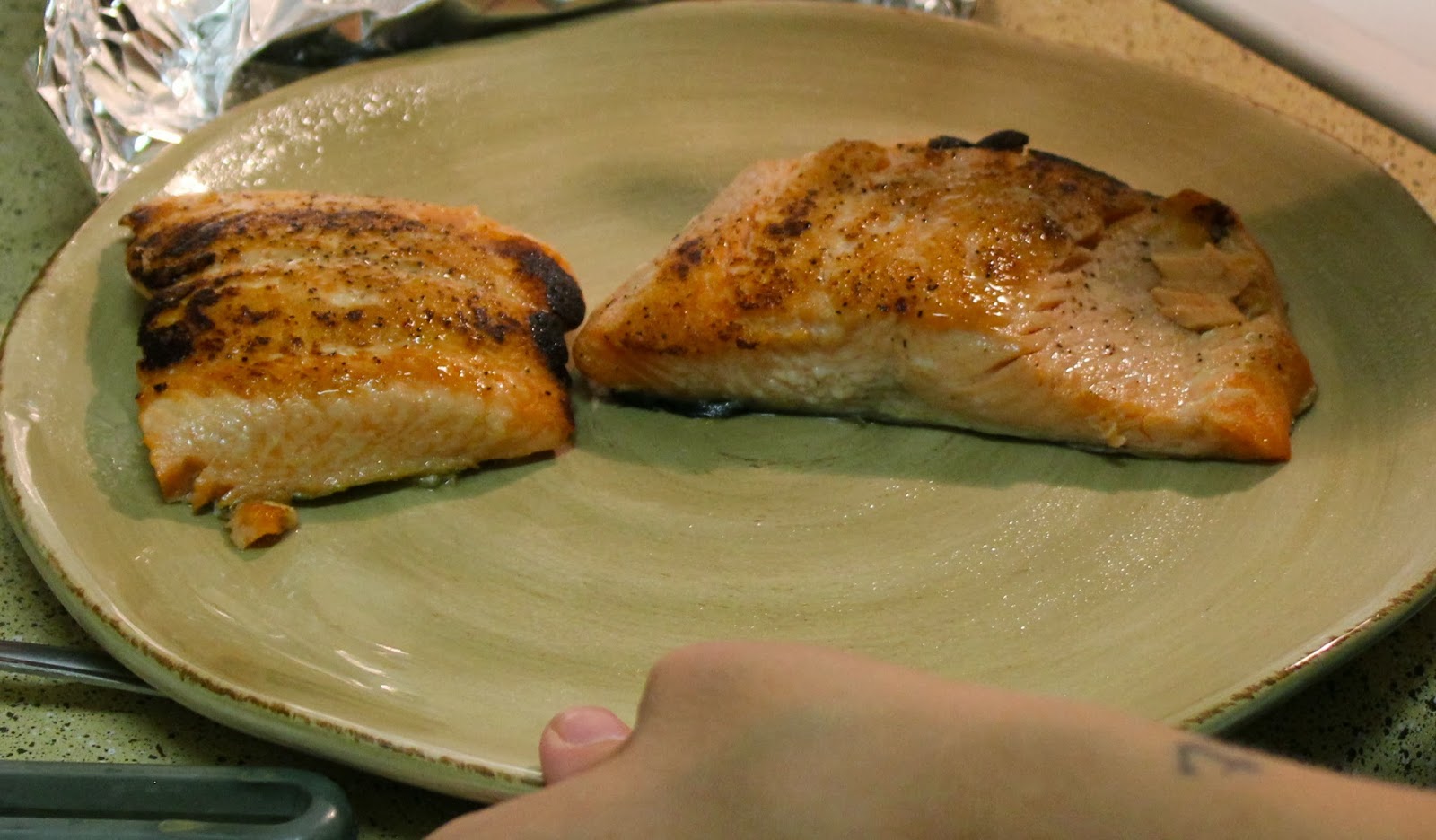 I'm Dating a Vegetarian salmon and melting cherry tomatoes