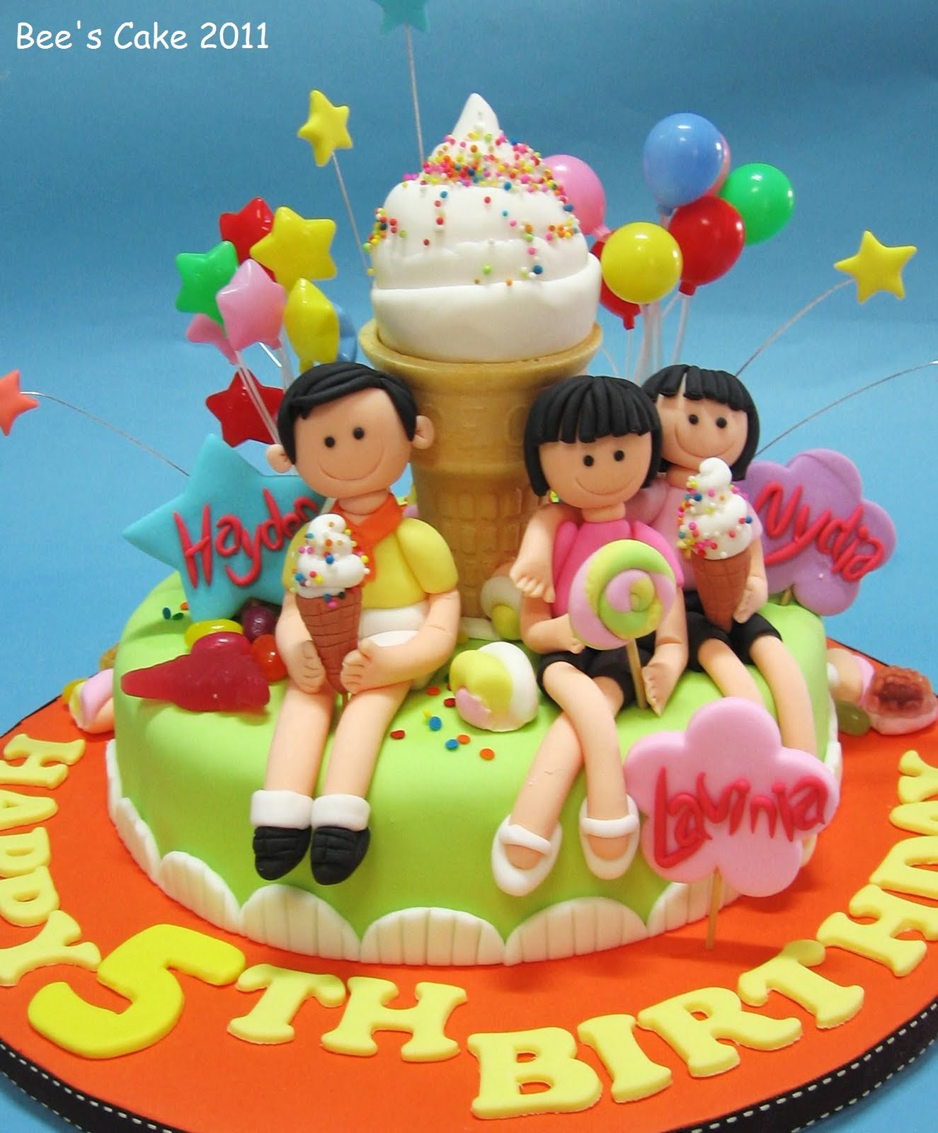 Bee's Cake Birthday Cake For Triplets