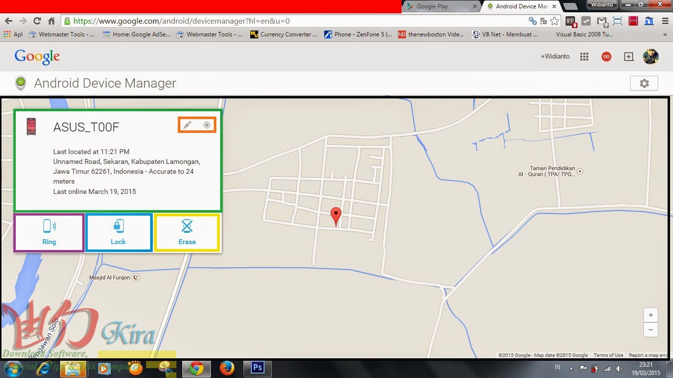 Halaman Android Device manager wd-kira