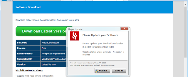 Falso Java Update Screenshot de falso java update