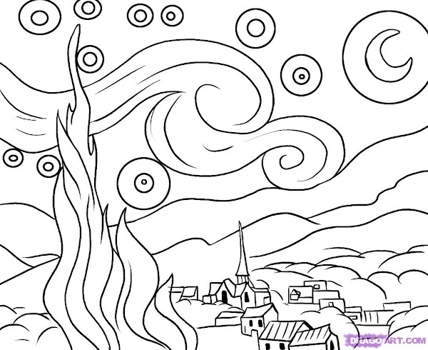 How to Draw Vincent Van Gogh Starry Night
