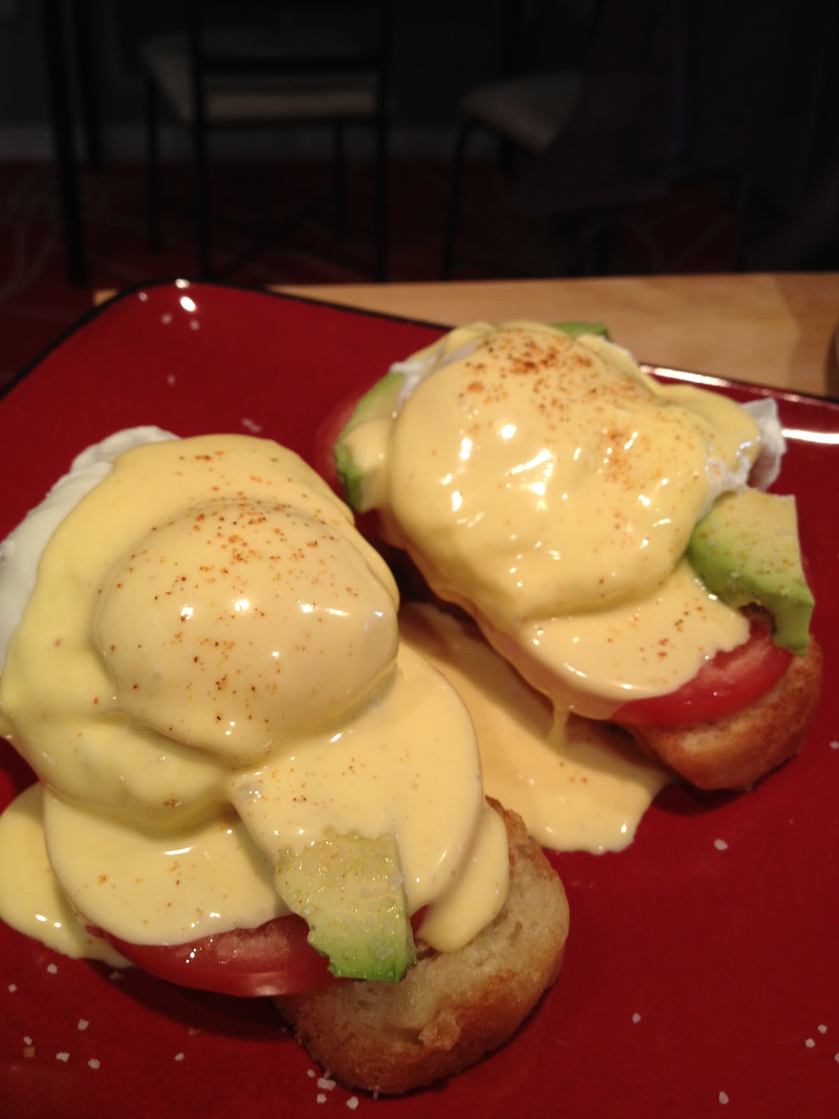 My Salty Kitchen Eggs Benedict California on English Muffin Toast