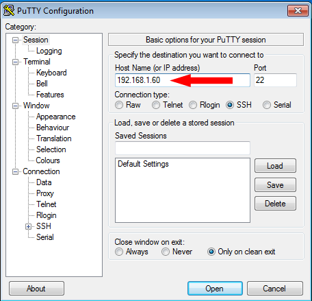 Testando conexão SSH com programa PuTTy no Windows Testando conexão SSH com programa PuTTy no Windows