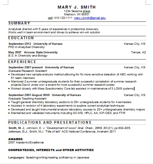 Phd resume post
