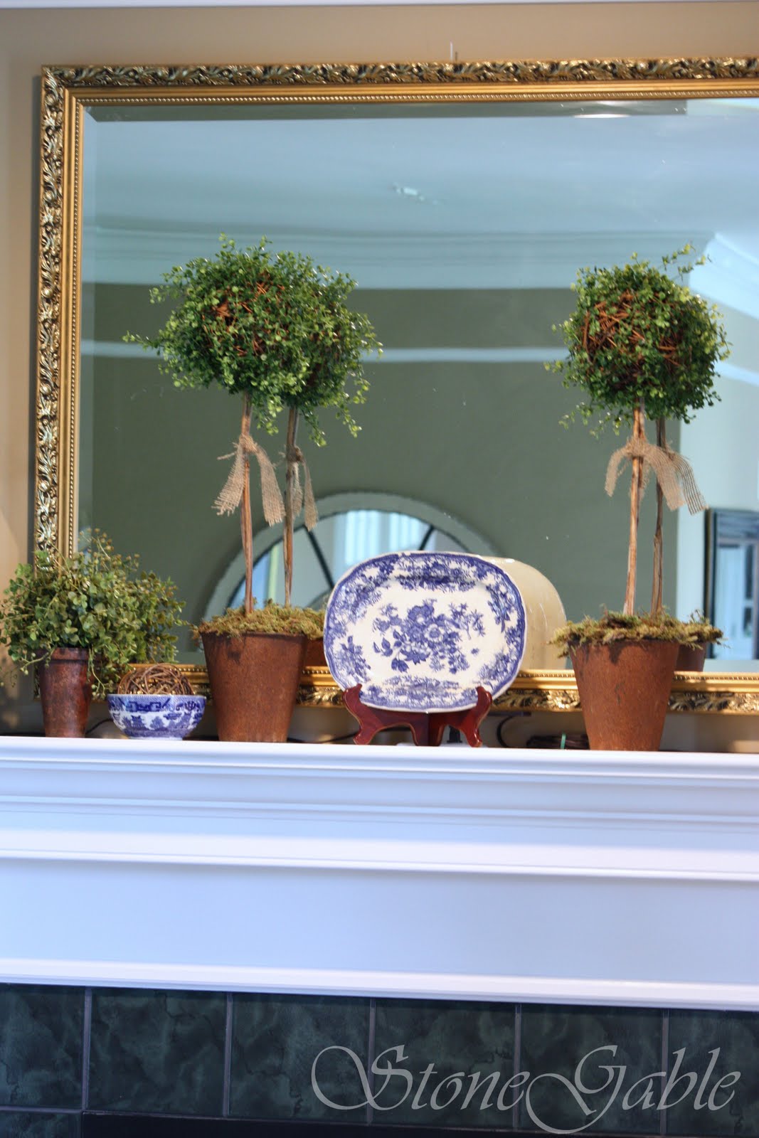 Rustic Summer Topiary StoneGable