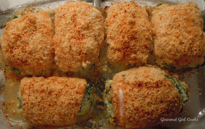Gourmet Girl Cooks Italian Style Spinach & Cheese Stuffed Chicken Cutlets