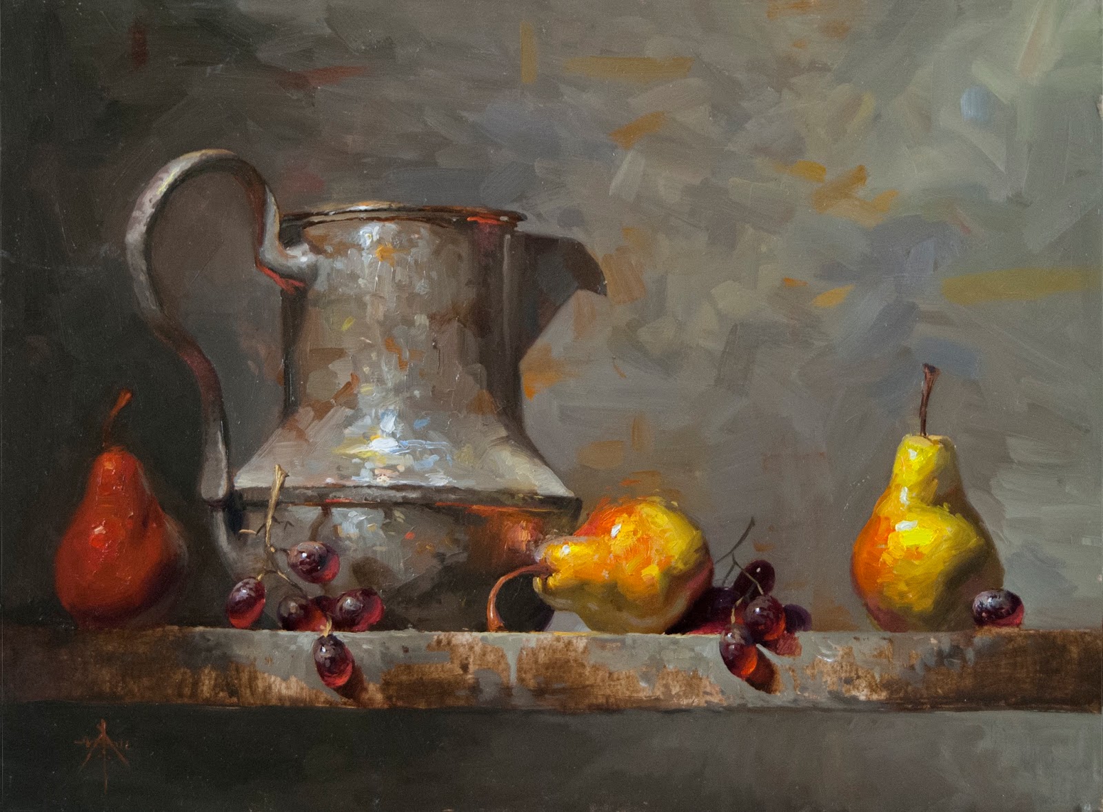 W. Blair Atherholt Art Tin Pitcher and Pears