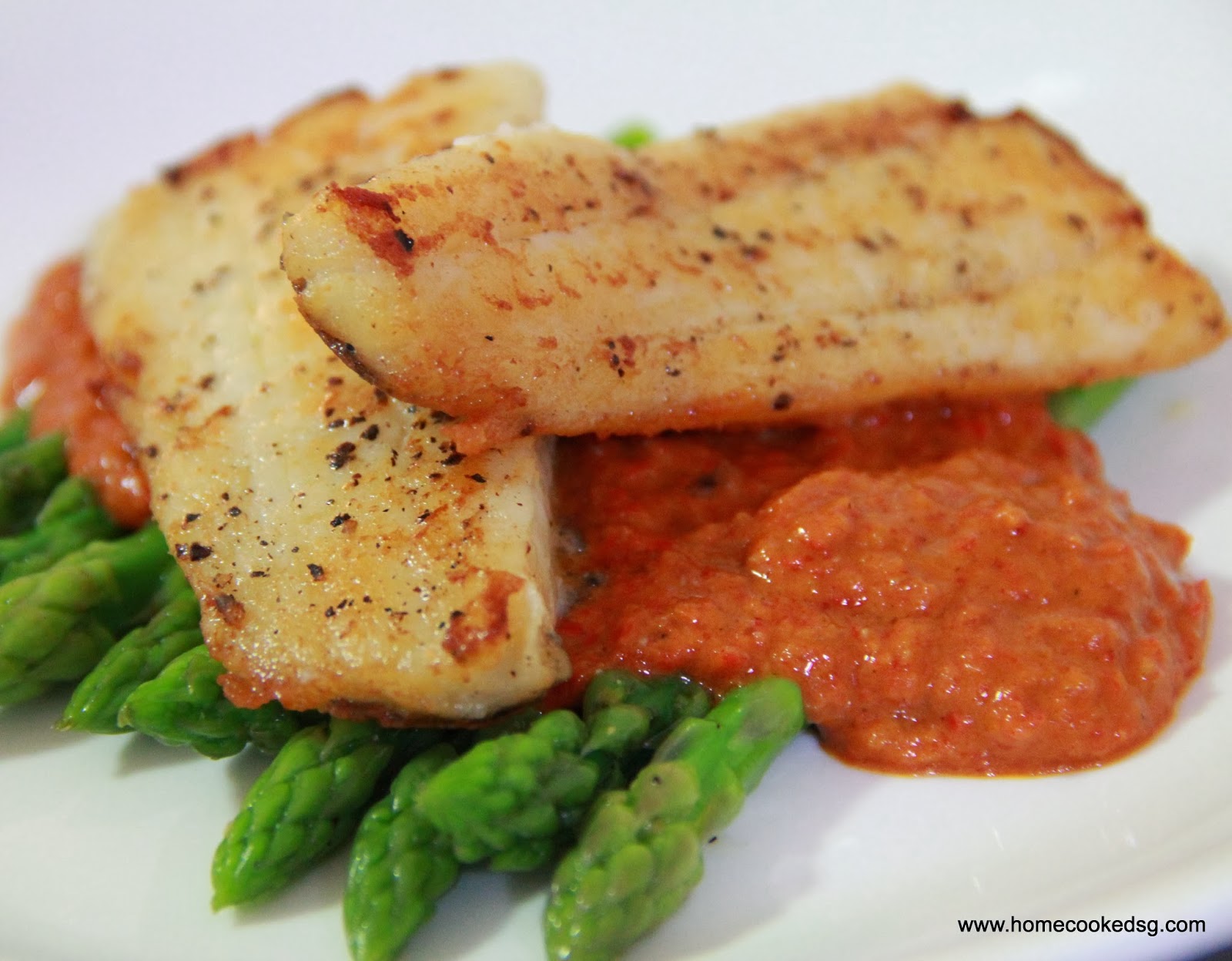 Home Cooked Grub Pan Fried Fish Fillet and Red Pepper Sauce