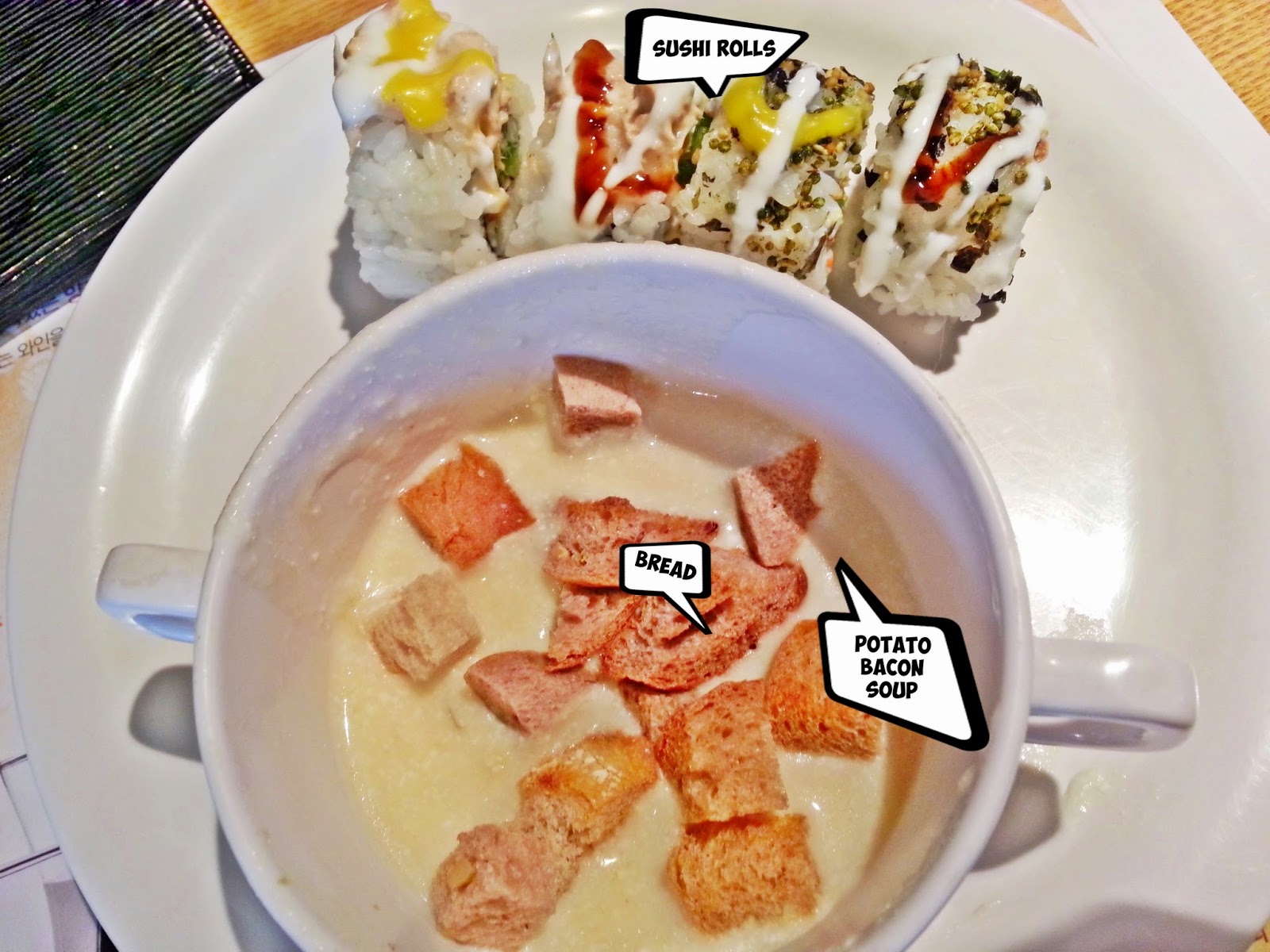 Potato Bacon soup with toasted bread. Jeonju All That Barbecue (올댓바베큐) Salad Buffet | meheartseoul.blogspot.com