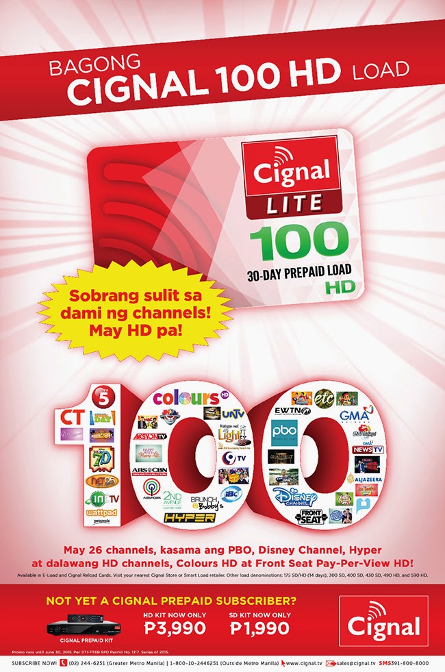 The New Cignal 100 HD Load Prepaid Card Offers up to 26 Channels for 30