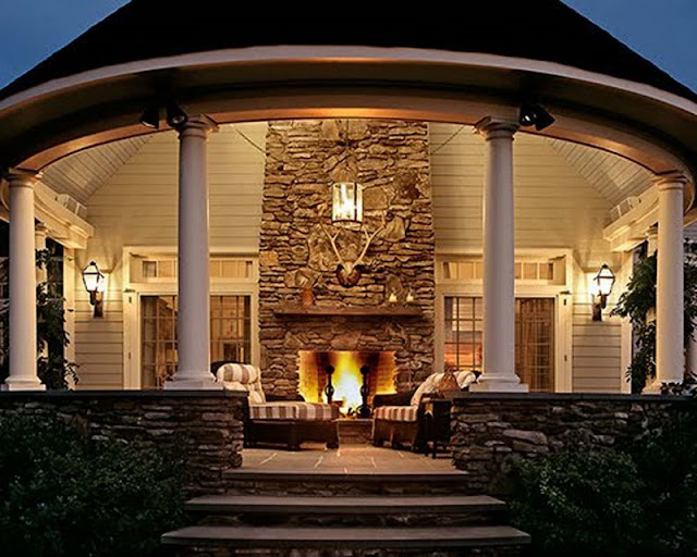 Outdoor Porch with Fireplace