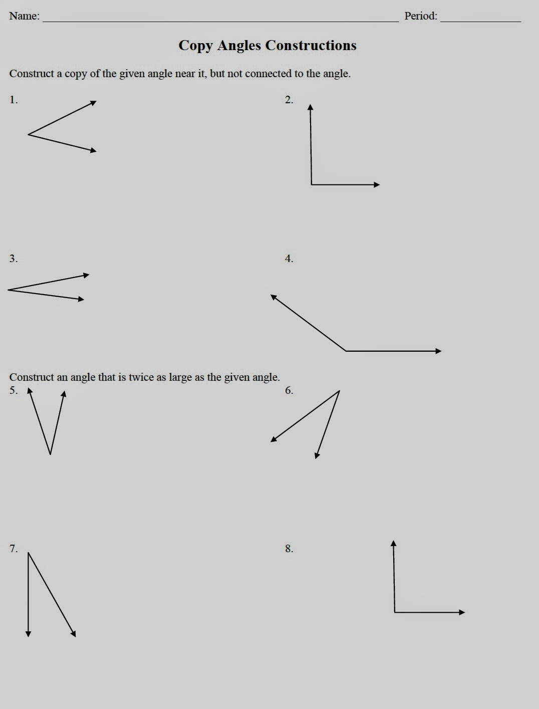 Mr. Matt's Math Classes Assignment Copy Angles Construction