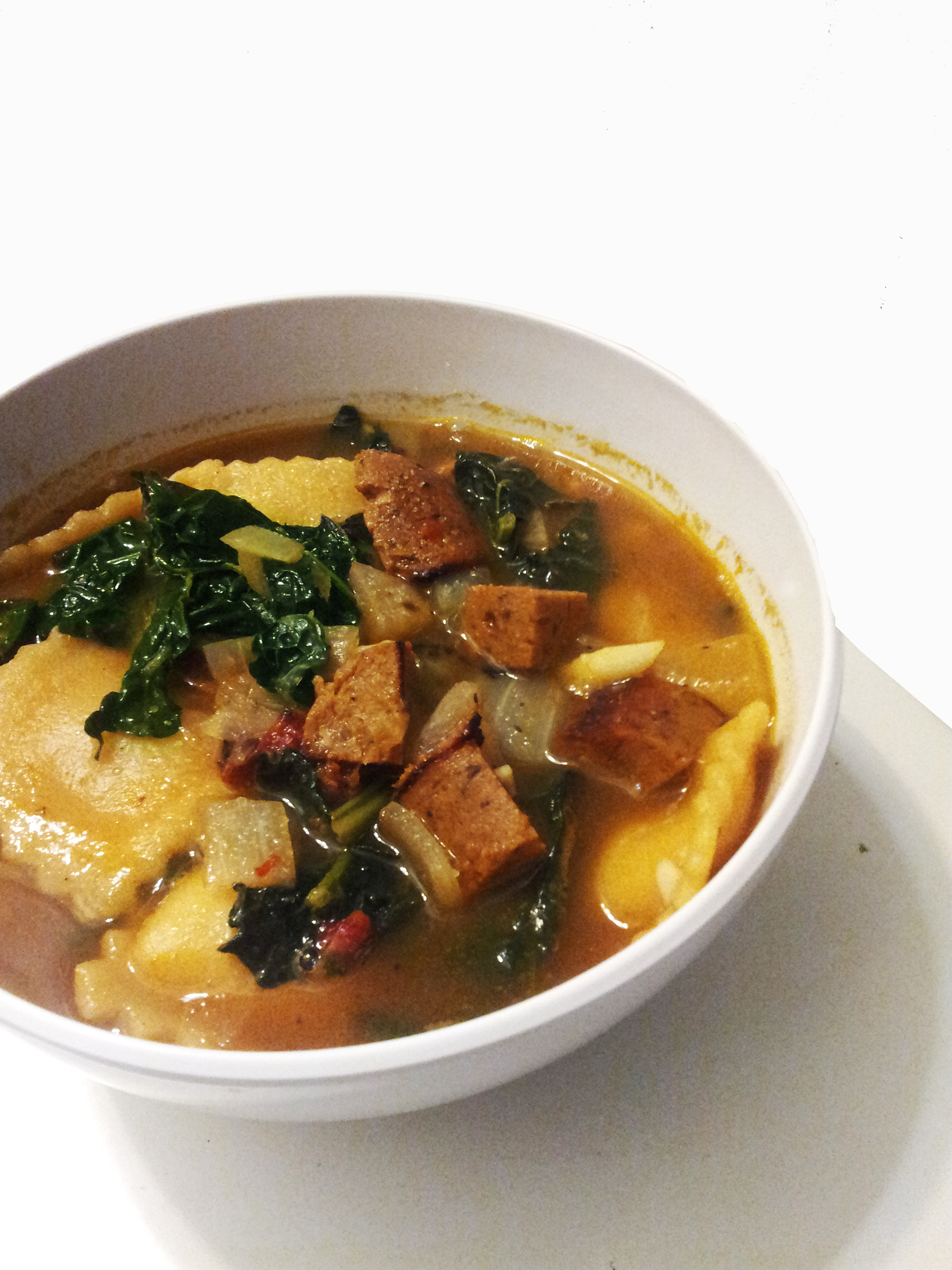 A Profound Hatred of Meat Kale, Sausage & Ravioli Soup