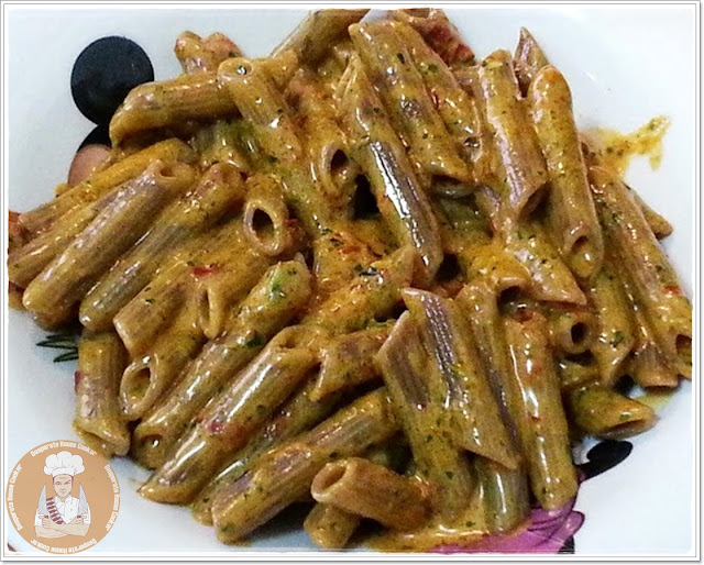 Penne alle olive con salsa alla Portofino...calabra