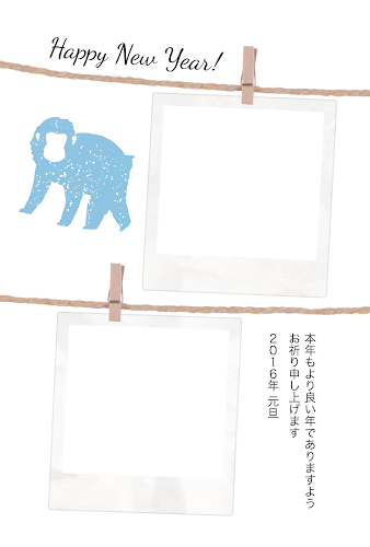吊るされたポラロイドカメラと猿のガーリーな年賀状 写真フレーム 16年 写真フォトフレーム用年賀はがきテンプレート 無料フリー素材 デ Naver まとめ