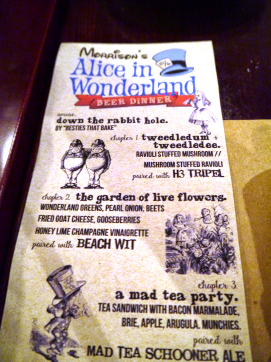 Alice in Wonderland Craft Beer Dinner Morisson's NY Foodgasm