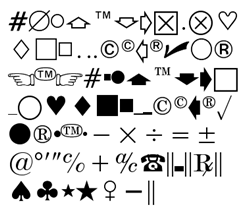 Commercial Symbols in HTML Commercial Symbols in HTML