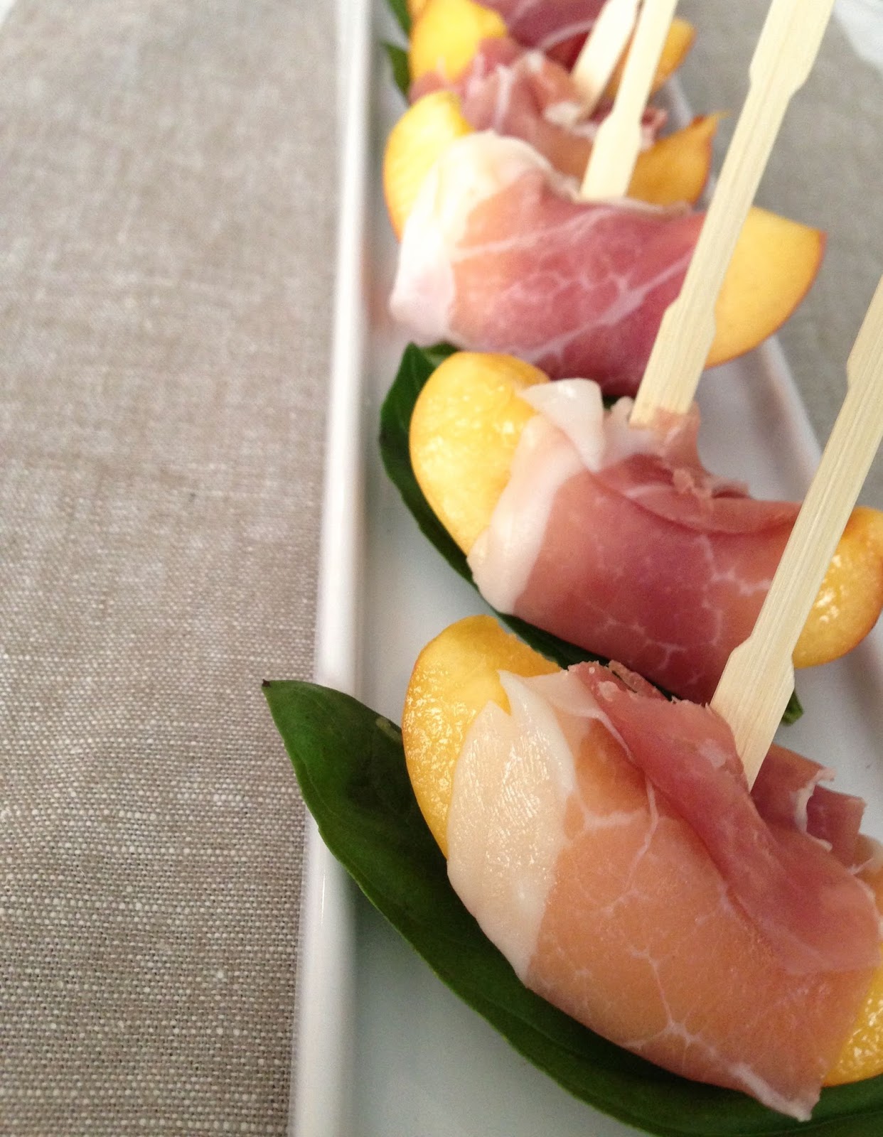 Prosciutto Wrapped Nectarines w/ Basil