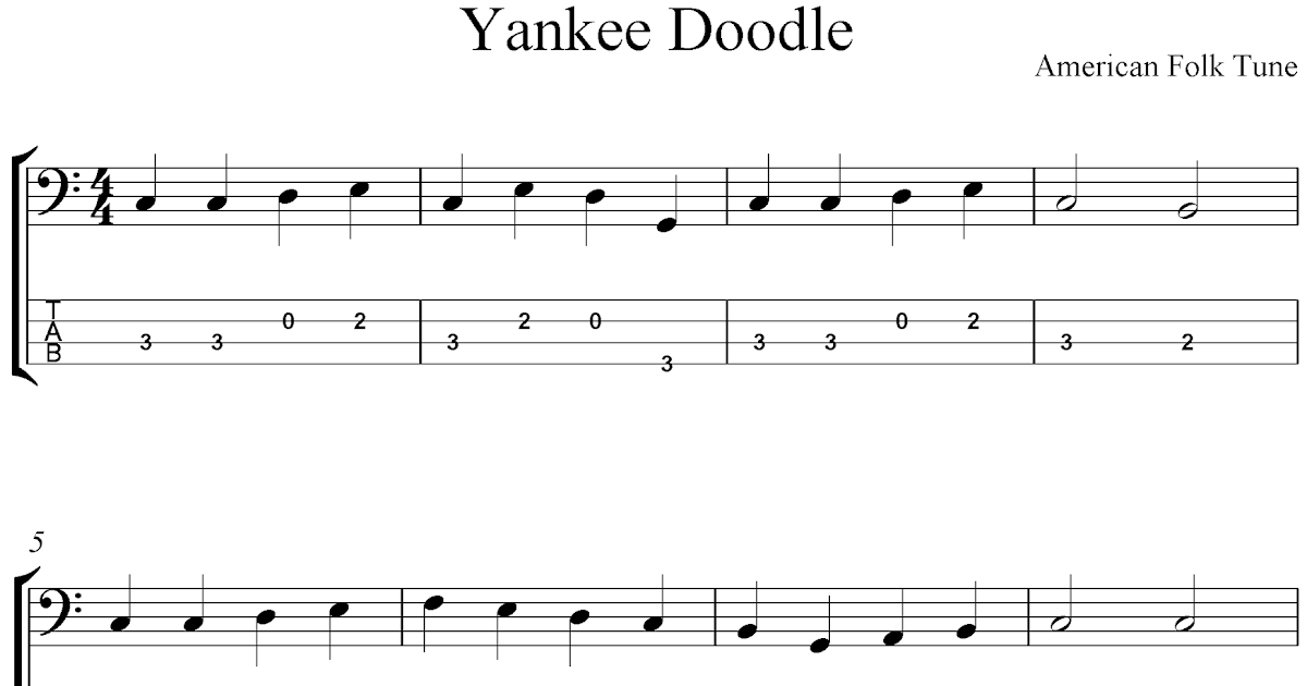 free bass guitar tab sheet music yankee doodle yankee doodle guitar sheet music