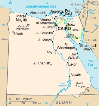 The Sinai is a peninsula that abuts into the Red Sea