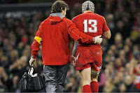 Battered and bruised Jonathan Davies, Foxy, Wales, South Africa, Defeat, rugby, Millennium Stadium, Cardiff, International