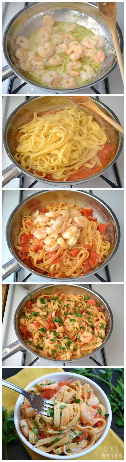 A delicious plate of Spicy Shrimp and Tomato Pasta garnished with fresh herbs and red pepper flakes.
