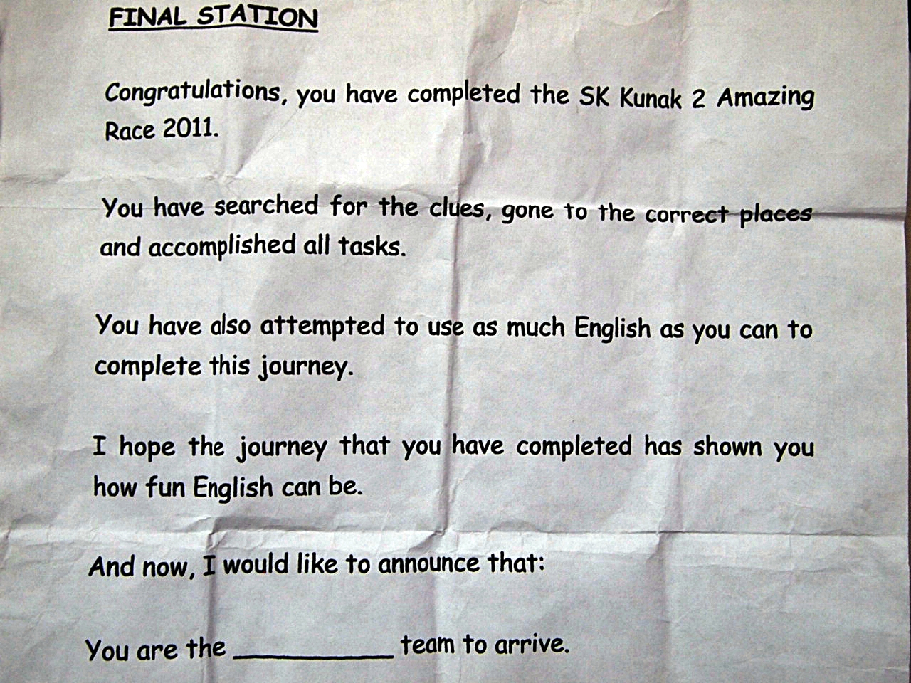 English week paperwork