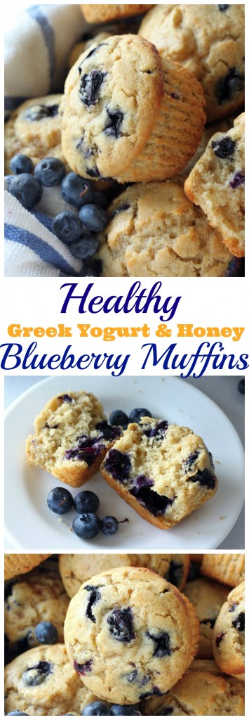 Healthy Greek Yogurt and Honey Blueberry Muffins | Red White Apron