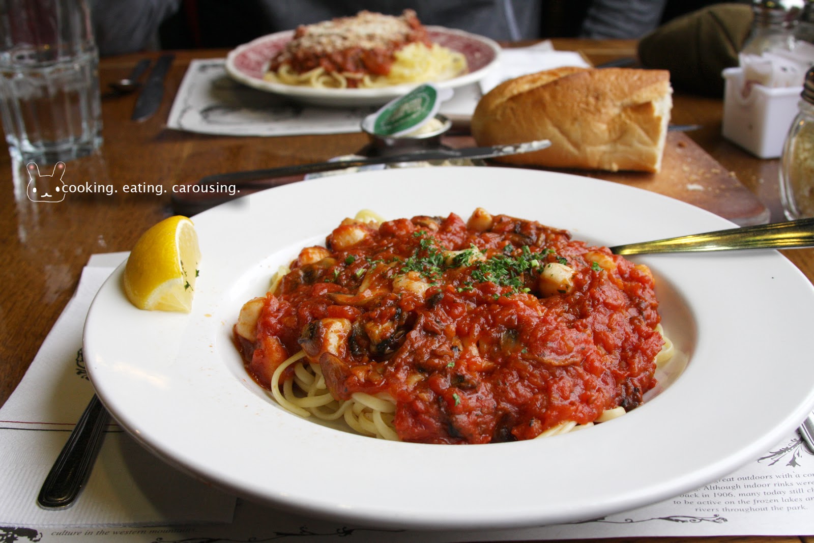 cooking. eating. carousing. old spaghetti factory, to fill our bellies