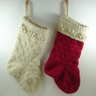 hand knit stocking wool roving red cream  white