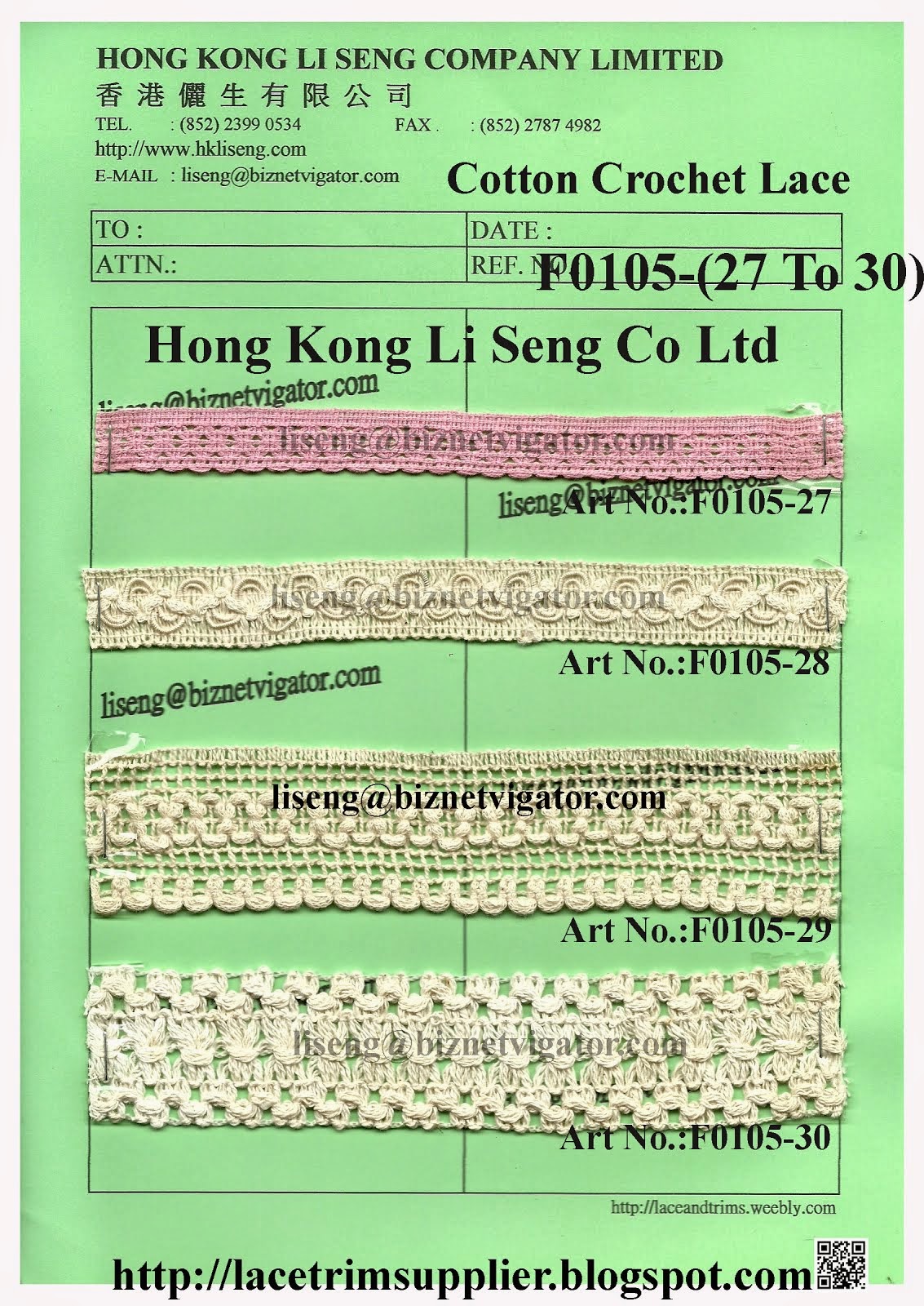 Hand Crochet Lace in Machine made Manufacturer - Hong Kong Li Seng Co Ltd
