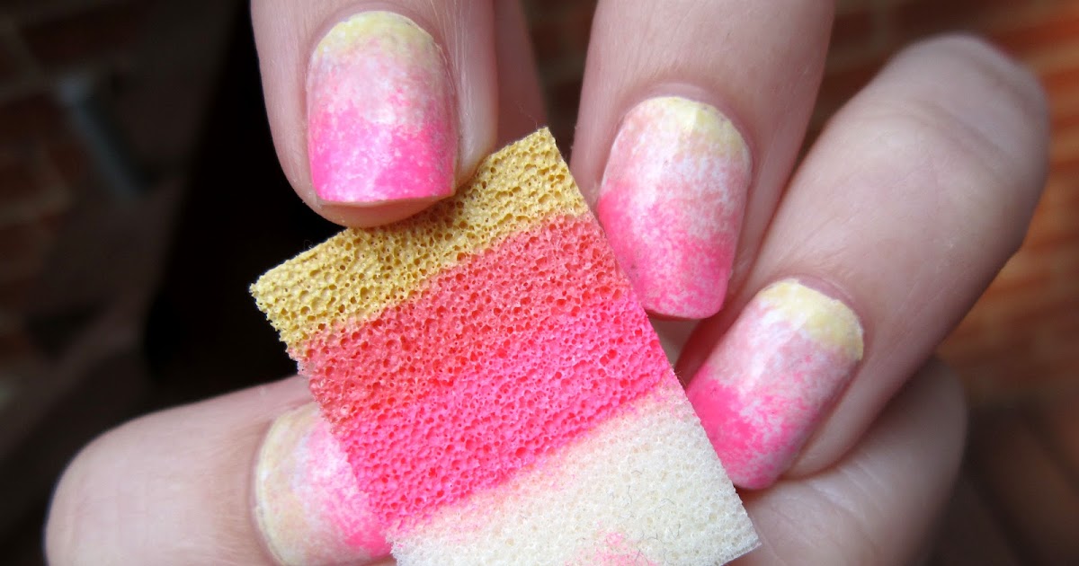 1. Rainbow Ombre Nail Art with Sponge - wide 8