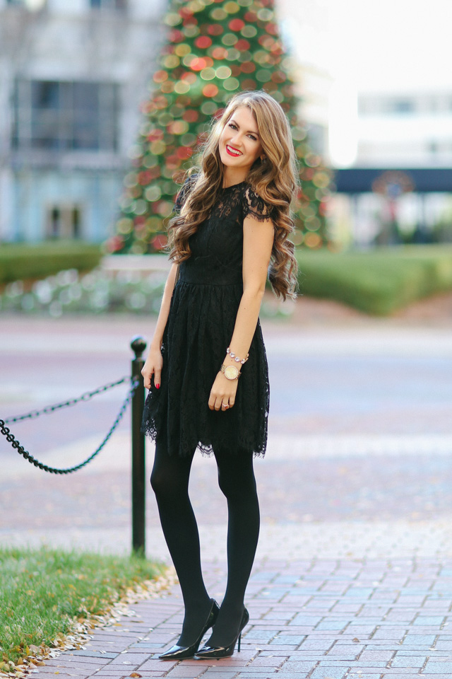 party dress with black tights