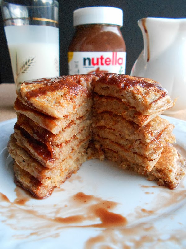 Overnight Oatmeal Cinnamon Pancakes with Nutella Syrup Confessions of