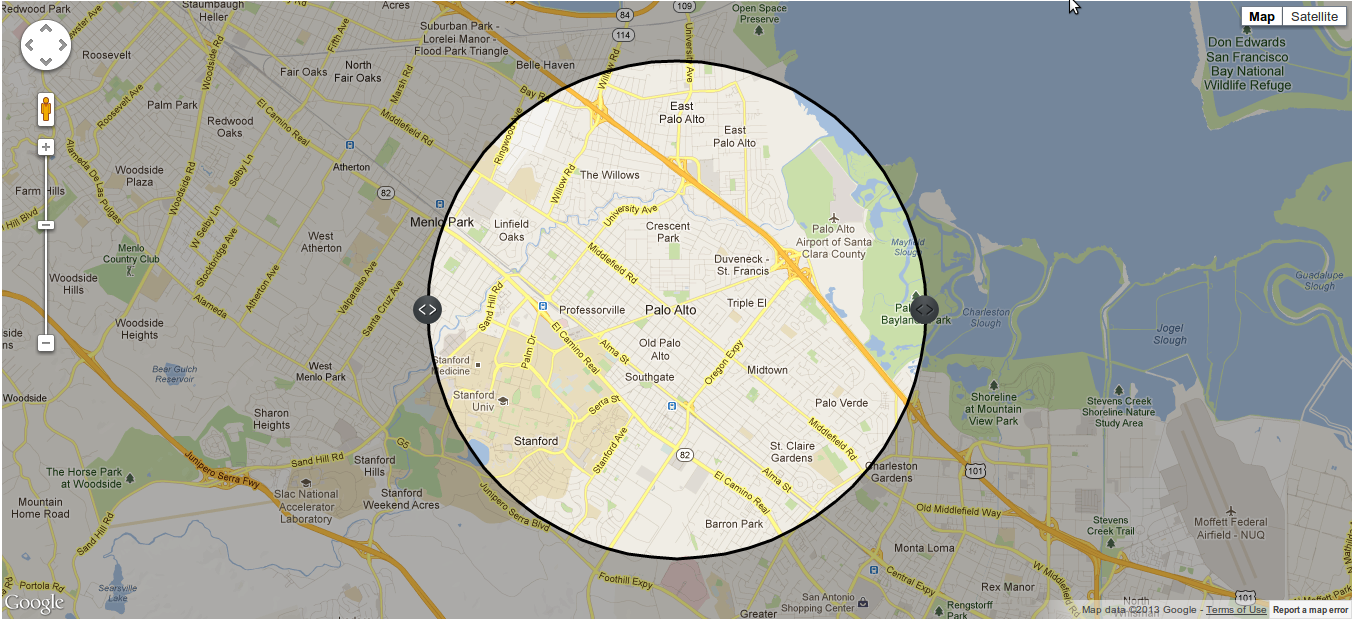 Inverted Circle on Google Map