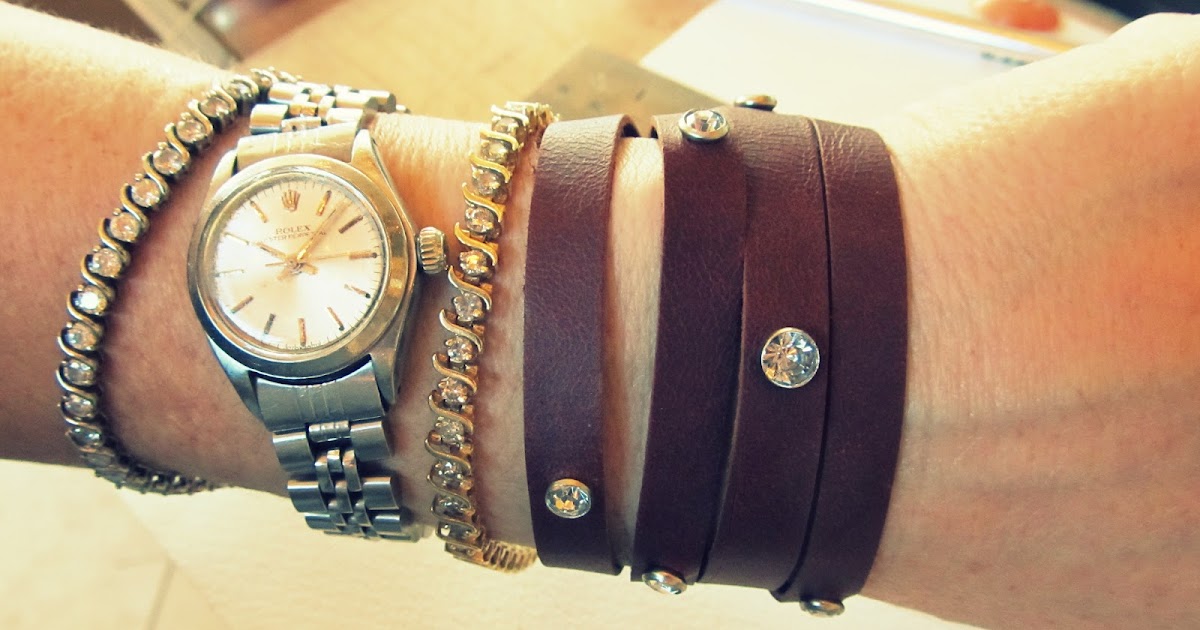 WobiSobi Leather and Rhinestone Cuff Bracelet