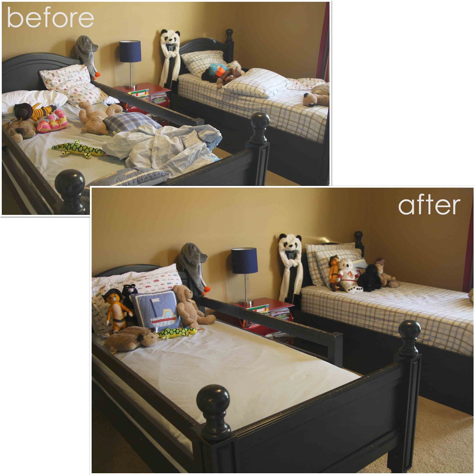how to fakemake a child's bed simply organized