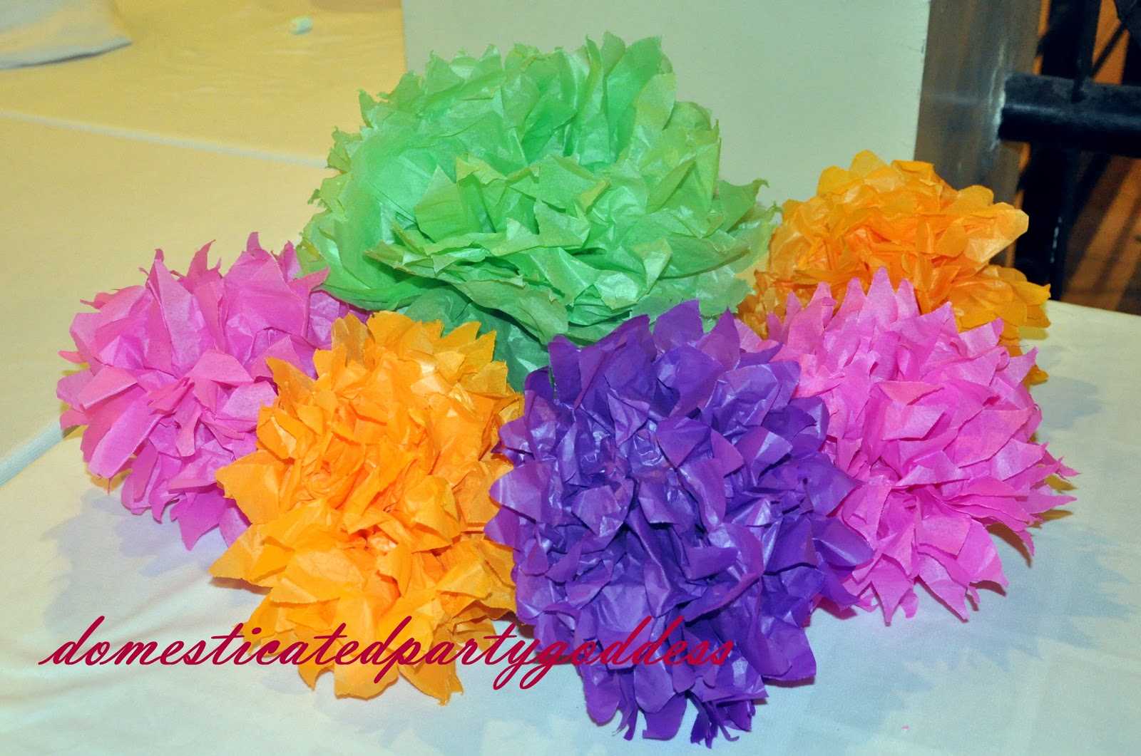 Domesticated Party Goddess DIY Tissue Pom Poms