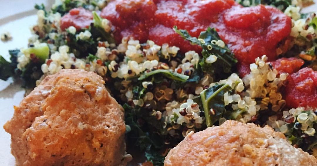 Deidra Penrose Turkey Meatballs over Quinoa and Kale Salad