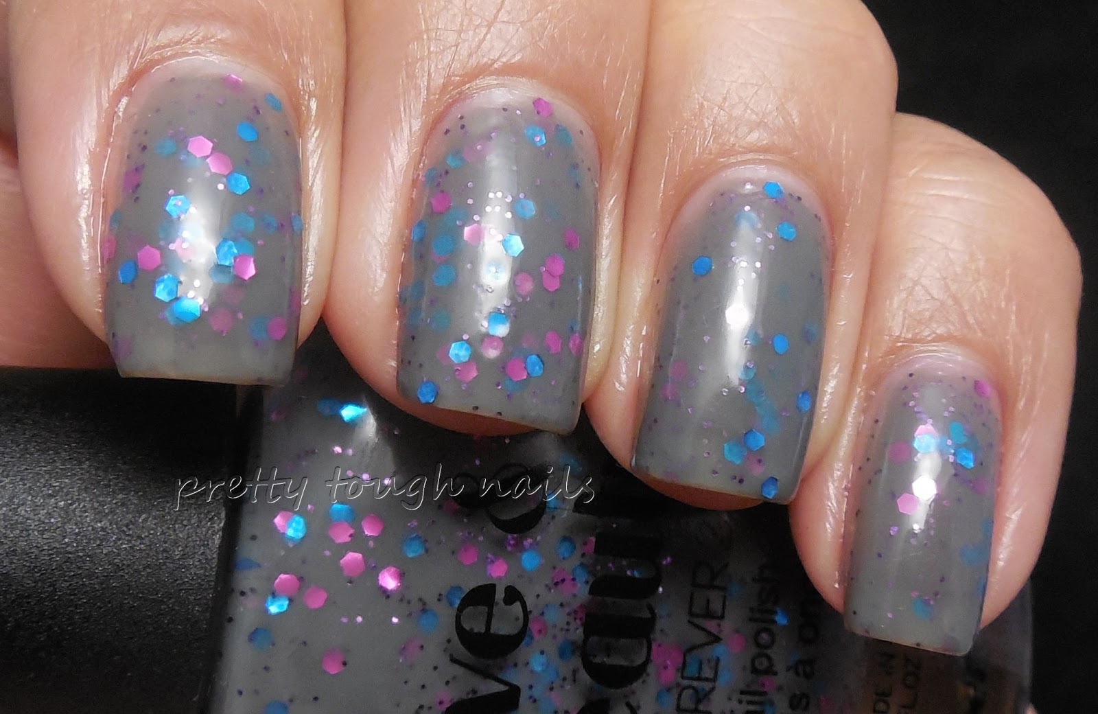prettytoughnails Love & Beauty Grey / Hot Pink Swatch and Review
