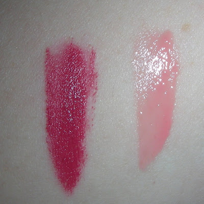 NYX Soft Matte Lip Color in San Paulo and NYX Butter Gloss in Creme Brule (with flash).