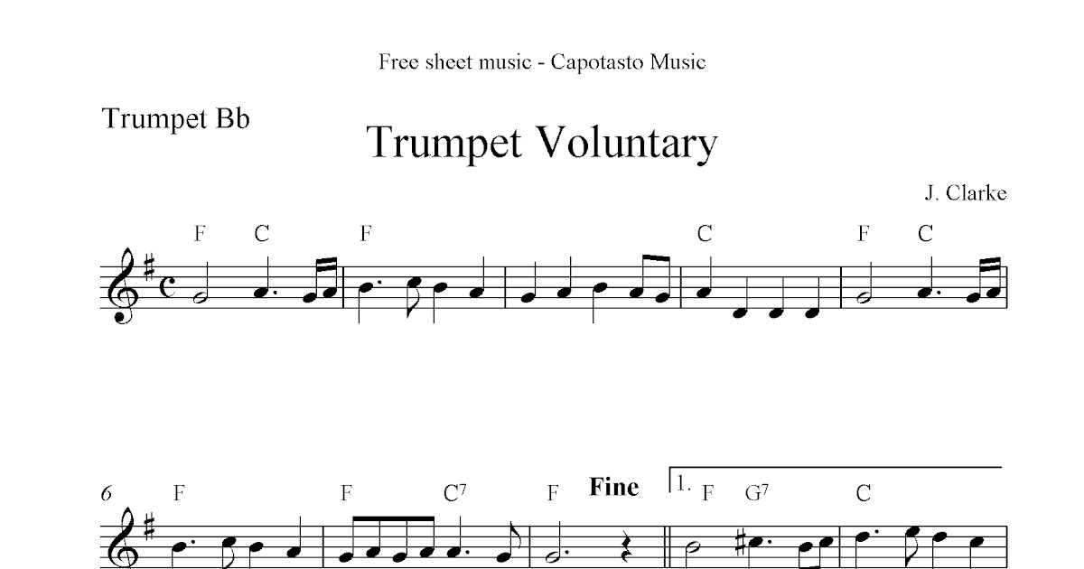 Trumpet Voluntary, free trumpet sheet music notes