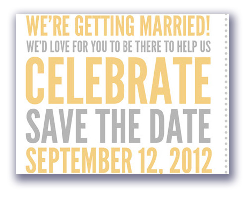 A Save the Date postcard by Kristen Ashton Simply type to say it all