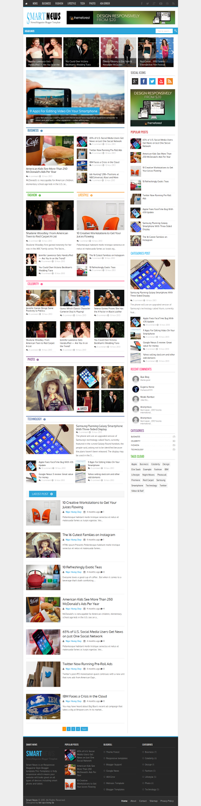 Smart News Responsive Magazine/News Blogger Template Smart News Responsive Magazine/News Blogger Template