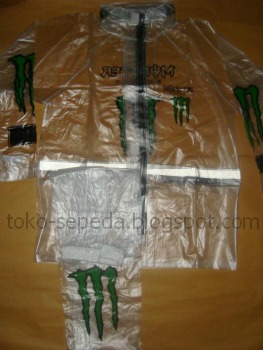 Aksesoris Sepeda: Jas Hujan Transparant Monster Energy